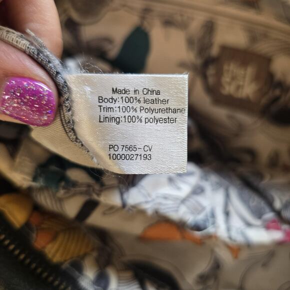 The Sak Tote Bag Womens Black Leather Zip Top Shoulder Purse Boho Beaded Accent - Picture 11 of 14